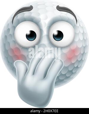 Furchtsam Schüchtern Schüchtern Verlegen Golf Ball Emoticon Stock Vektor