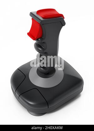 Vintage Joystick isoliert auf weißem Hintergrund. 3D-Illustration. Stockfoto