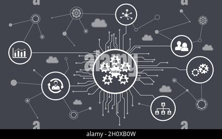 Konzept des hrm mit verbundenen Symbolen Stockfoto