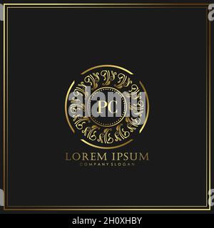 PC Initial Letter Luxury Logo Vorlage in Vektor für Restaurant, Royalty, Boutique, Cafe, Hotel, heraldic, Schmuck, Mode und andere Vektor illustrat Stock Vektor