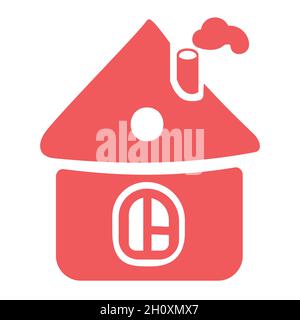 Ginger-Brothaus für Weihnachtskarte. Rotes flaches Vektorsymbol Stock Vektor