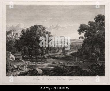 Heroischer Landschaft, 1795. Johann Christian Reinhart (1761-1847). Ätzen; Blatt: 42,9 x 53,8 cm (16 7/8 x 21 1/4 in.). Stockfoto