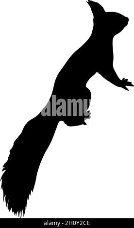 Eichhörnchen Silhouetten isoliert auf weißem Hintergrund. Stock Vektor