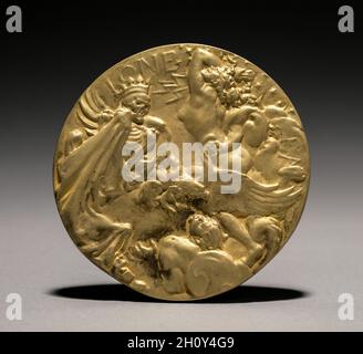Medaille: Lindberghs Flug (Rückseite), 1900er. Frederick William MacMonnies (Amerikaner, 1863-1937). Bronze; Durchmesser: 7.2 cm (2 13/16 in.). Stockfoto