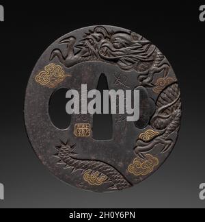 Schwertwächter, Anfang des 19. Jahrhunderts. Japan, Edo-Zeit (1615-1868). Eisen; Durchmesser: 6.4 cm (2 1/2 in.). Stockfoto