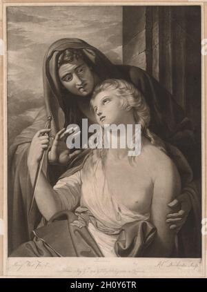 Tod von Lucretia, 1770. Robert Dunkarton (Großbritannien, 1744-c. L 1817, S. Mezzotint; Stockfoto