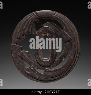 Schwertwächter, Anfang des 19. Jahrhunderts. Japan, Edo-Zeit (1615-1868). Eisen; Durchmesser: 7.4 cm (2 15/16 in.). Stockfoto