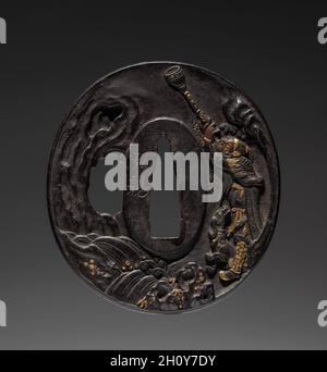 Schwertwächter, Anfang des 19. Jahrhunderts. Japan, Edo-Zeit (1615-1868). Eisen; Durchmesser: 6.4 cm (2 1/2 in.). Stockfoto