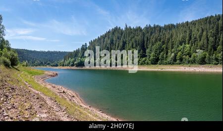 Blick über den Untersee des Damms Nagoldtalsperre, Deutschland Stockfoto