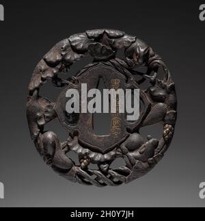 Schwertwächter, Anfang des 19. Jahrhunderts. Japan, Edo-Zeit (1615-1868). Eisen; Durchmesser: 7.7 cm (3 1/16 in.). Stockfoto