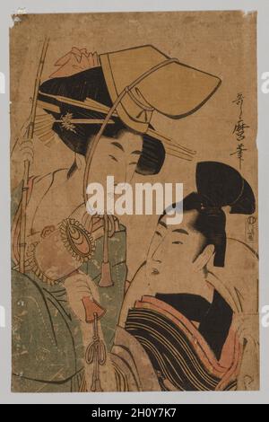 Frau, Glück, 1753-1806. Kitagawa Utamaro (Japanisch, 1753?-1806). Farbe holzschnitt; Blatt: 47 x 22,3 cm (18 1/2 x 8 3/4 in.). Stockfoto