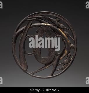 Schwertwächter, Anfang des 19. Jahrhunderts. Japan, Edo-Zeit (1615-1868). Eisen (Choshu-Typ); Durchmesser: 6.7 cm (2 5/8 in.). Stockfoto