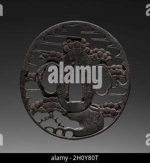 Schwertwächter, Anfang des 19. Jahrhunderts. Japan, Edo-Zeit (1615-1868). Eisen (Akasaka-Typ); Durchmesser: 7 cm (2 3/4 in.). Stockfoto