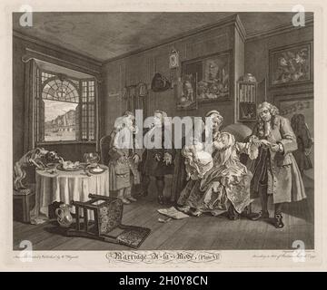 Heirat à la Mode: Der Tod der Gräfin, 1745. William Hogarth (Großbritannien, 1697-1764). Gravur; Stockfoto