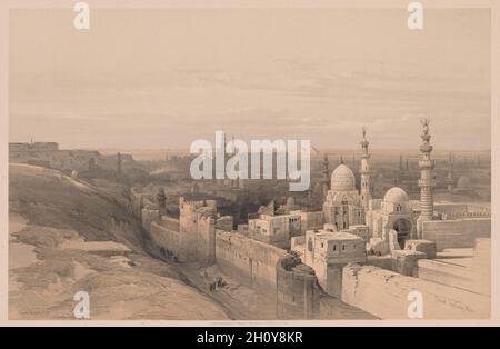 Ägypten und Nubien: Band III - Nr. 26, Kairo, Blick nach Westen, 1838. Louis Haghe (Großbritannien, 1806-1885). Farblithographie; Stockfoto