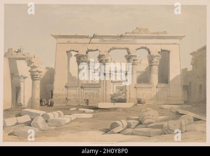 Ägypten und Nubien: Band I - Nr. 28, Portico des Tempels von Kalabshi, 1838. Louis Haghe (Großbritannien, 1806-1885). Farblithographie; Stockfoto