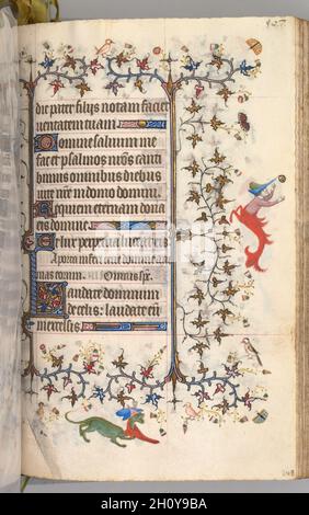 Stunden von Karl dem Noblen, König von Navarra (1361-1425): Fol. 248r, Text, c. 1405. Master of the Brussels Initials and Associates (Französisch). Tinte, Tempera und Gold auf Pergament; Codex: 20.3 x 15.7 x 7 cm (8 x 6 3/16 x 2 3/4 Zoll). Dieser wertvolle Band wurde offensichtlich von seinem Besitzer, dem in Frankreich geborenen König von Navarra, hochgeschätzt, der sein Wappen auf nicht weniger als zwanzig Folios malen ließ. Anstatt dieses Manuskript direkt aus einer bestimmten Werkstatt in Auftrag zu geben, scheint es, dass Charles der Noble sein Stundenbuch - vielleicht fertig für den Luxusmarkt - während einer Reise nach Paris im Jahr 14 erworben hat Stockfoto