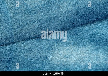 Blaue Jeans Textur Hintergrund, faltige Denim Textur Hintergrund Stockfoto