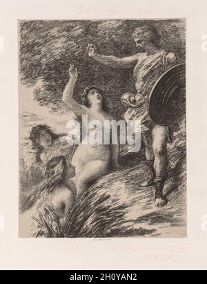 Siegfried und die Töchter des Rheins, c. 1880. Henri Fantin-Latour (Französisch, 1836-1904). Lithographie; Stockfoto