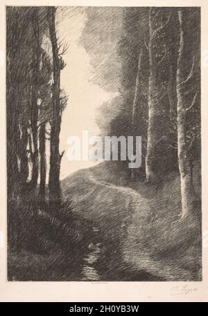 Landschaft bei Bouleaux. Alphonse Legros (Französisch, 1837-1911). Lithographie; Stockfoto
