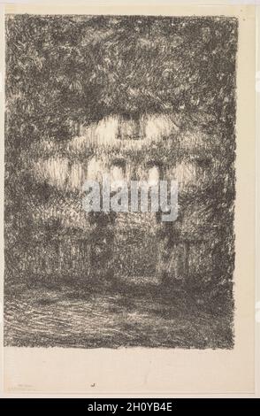 The House in Moonlight, 1909. Henri Le Sidaner (Französisch, 1862-1939). Lithographie in schwarz gedruckt; Blatt: 26.6 x 17.3 cm (10 1/2 x 6 13/16 Zoll); Bild: 22.8 x 15.8 cm (9 x 6 1/4 Zoll). Stockfoto