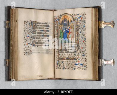 Buch der Stunden (Verwendung von Paris): Fol. 108 r, der Pfingsten, C. 1420. Vielleicht Studio oder Workshop des Bedford Master (Französisch, Paris, Aktive c. 1405-30). Tusche, Tempera und Gold auf Pergament; Codex: 18,4 x 13,3 cm (7 1/4 x 5 1/4 in.). Stockfoto