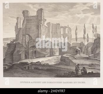 Innenansicht der römischen Bäder in Trier , 1826. Johann Anton Ramboux (Deutsch, 1790-1866). Lithographie mit getönten Steinen; Blatt: 56.1 x 75.2 cm (22 1/16 x 29 5/8 Zoll); Bild: 38 x 49.4 cm (14 15/16 x 19 7/16 Zoll). Stockfoto