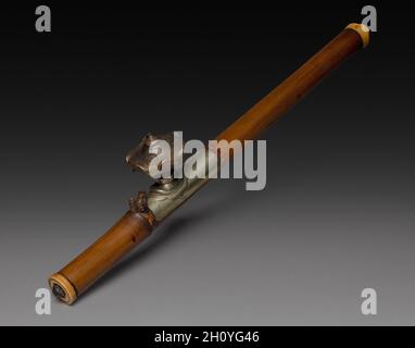 Opiumrohr, 1800. China, Qing-Dynastie (1644-1911). Holz und Elfenbein; insgesamt 59.4 cm (23 3/8 in.). Stockfoto