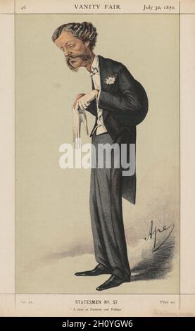 Veröffentlicht in Vanity Fair 30. Juli 1870: Vanity Fair: Staatsmann, Nr. 57 'A man of Fashion and Politics', 1870. Carlo (Ape) Pellegrini (Italienisch, 1839-1889). Farblithographie; Blatt: 35 x 23.4 cm (13 3/4 x 9 3/16 Zoll); Bild: 30.9 x 18.2 cm (12 3/16 x 7 3/16 Zoll). Stockfoto