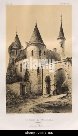 Architektur Pittoresque ou Denkmäler des XVeme. Et XVIeme. Siecles: Chateaux de France des XV Siecles et XVI: Pl. 89, Château du Vaumissel (Calvados), 1860. Victor Petit (Französisch, 1817-1874), Charles Boivin (Herausgeber); Lith de Godard ein Paris (Drucker). Lithographie mit Tönung Stein, aus dem Portfolio von 100 Lithographien mit Tönung Stein; Blatt: 35,6 x 27,3 cm (14 x 10 3/4 in.); Bild: 22,9 x 13,9 cm (9 x 5 1/2 in.). Stockfoto