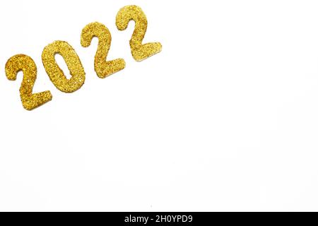 2022 Happy New Year Concept Design, isoliertes Grafikdesign, Dekorative Zahlen Stockfoto