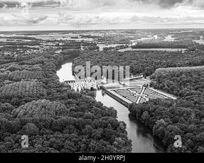 Luftaufnahme von Chenonceau catle, loire et cher, frankreich Stockfoto