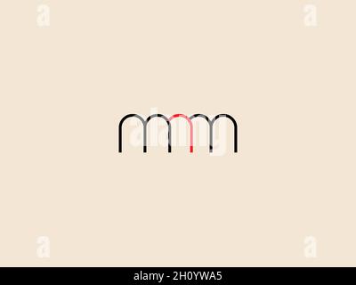 BUCHSTABEN MNM-LOGO-DESIGN MIT NEGATIVEM PLATZEFFEKT FÜR DIE ILLUSTRATION Stock Vektor