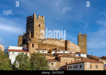 Mittelalterliche Burg von Vozmediano Soria Spanien, Autonome Gemeinschaft Castilla y Leon. Stadt der Region Moncayo. Stockfoto