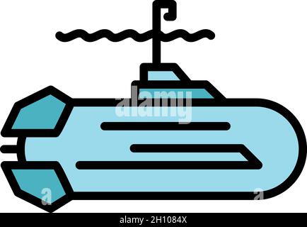 Symbol für U-Boot-Schiffe. Umriss U-Boot-Schiff Vektor Symbol Farbe flach isoliert Stock Vektor