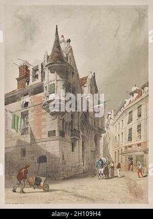 Malerische Architektur in Paris, Gent, Antwerpen, Rouen: Hôtel de Sens, Paris, 1839. Thomas Shotter Boys (Großbritannien, 1803-1874). Lithographie; Stockfoto