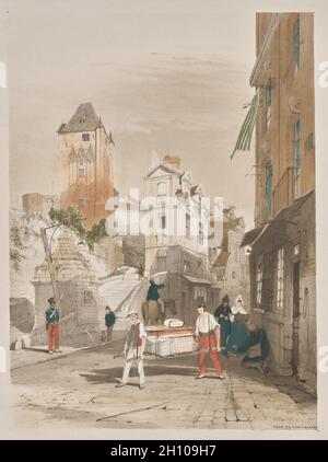 Malerische Architektur in Paris, Gent, Antwerpen, Rouen: Tour de Remy, Dieppe, Frankreich, 1839. Thomas Shotter Boys (Großbritannien, 1803-1874). Lithographie; Stockfoto