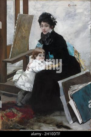 Madeleine Lerolle und ihre Tochter Yvonne, c. 1879–80. Albert Besnard (Französisch, 1849-1934). Öl auf Stoff; gerahmt: 191.5 x 142.2 x 9.5 cm (75 3/8 x 56 x 3 3/4 Zoll); ungerahmt: 165 x 115.5 cm (64 15/16 x 45 1/2 Zoll). Stockfoto