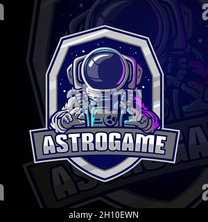 Astrogame Vektor Logo Vorlage. Logo passend für App, Tech, Team, Sport, Software, Spiele-Unternehmen und Hardware-Shop. Stock Vektor