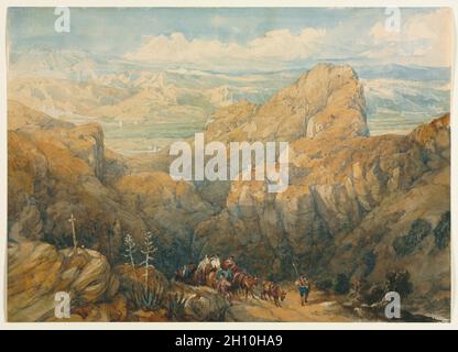 Abstieg in die Ebene von Granada, 1834. David Roberts (Scottish, 1796-1864). Aquarell mit Gouache, kratzfest und Graphit; Blatt: 23.2 x 32.5 cm (9 1/8 x 12 13/16 Zoll). Stockfoto