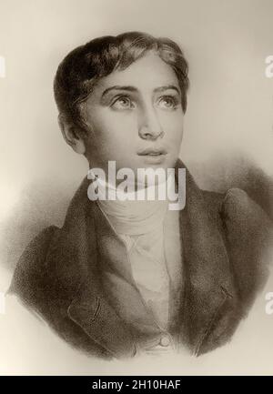 Portrait von Franz Franz Franz Franz Franz Franz Franz Franz, 1811-1886, ungarischer Komponist, virtuoser Pianist, 16 Jahre alt Stockfoto