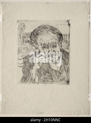 Dr. Gachet, 1890. Vincent van Gogh (Niederländisch, 1853-1890). Ätzung und Trockenpunkt, verstärkt mit schwarzer Tinte auf Büttenpapier; 18.1 x 15.2 cm (7 1/8 x 6 Zoll). Stockfoto