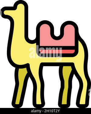 Symbol für das Safari-Kamel. Kontur Safari Kamel Vektor Symbol Farbe flach isoliert Stock Vektor