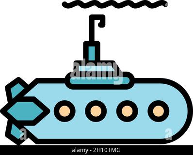 Symbol des U-Bootes aus Stahl. Umriss Stahl U-Boot Vektor Symbol Farbe flach isoliert Stock Vektor