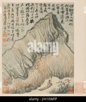 Reminiszenzen an Qinhuai Fluss, 1642-1707. Shitao (Chinesisch, 1642-1707). Album Leaf, Tusche und Farbe auf Papier; Bild: 25,5 x 20,2 cm (10 1/8 x 7 15/16 in.); insgesamt: 33 x 24,3 cm (13 x 9 9/16 in.). Stockfoto