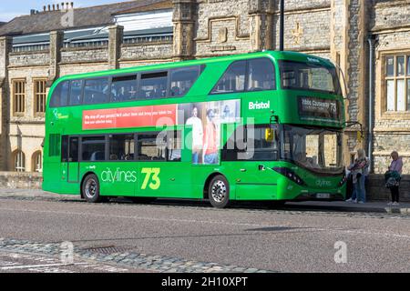 A Gas powered, double Decker 2020 Scania N Series NUD 4X2 Bus, Reg.-Nr.: YN20 CDU, Outside Temple Meads, Bristol UK 12-10-2021. Stockfoto