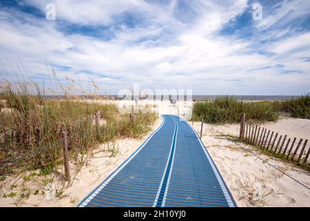 Weg zum Strand im Great Dunes Park - Jekyll Island, Georgia, USA [Zugang für Menschen mit Behinderungen] Stockfoto