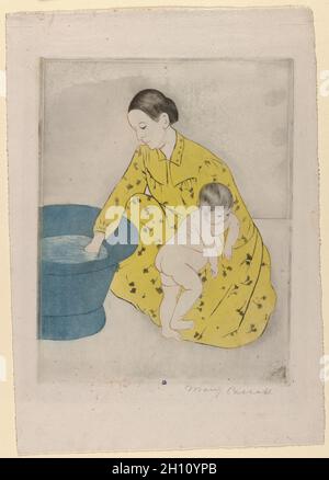 The Bath, 1890–91. Mary Cassatt (Amerikaner, 1844-1926). Trockenpunkt, weiche Radierung und Aquatinta; Platemark: 32 x 24.8 cm (12 5/8 x 9 3/4 Zoll); Blatt: 43.2 x 30.1 cm (17 x 11 7/8 Zoll). Stockfoto