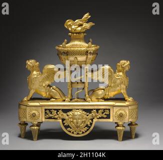 Feuerbock (chenet), C. 1785. Frankreich, 18. Vergoldeter Bronze; gesamt: 50,3 x 46,3 x 14 cm (19 13/16 x 18 1/4 x 5 1/2 in.). Stockfoto