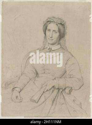 Madame Hippolyte Flandrin (Aimée Ancelot), 1869. Jean-Paul Flandrin (Französisch, 1811-1902). Graphit mit weißer Kreide oder Gouache erhöht; Blatt: 36,6 x 28,6 cm (14 5/6 x 11 1/4 in.). Stockfoto